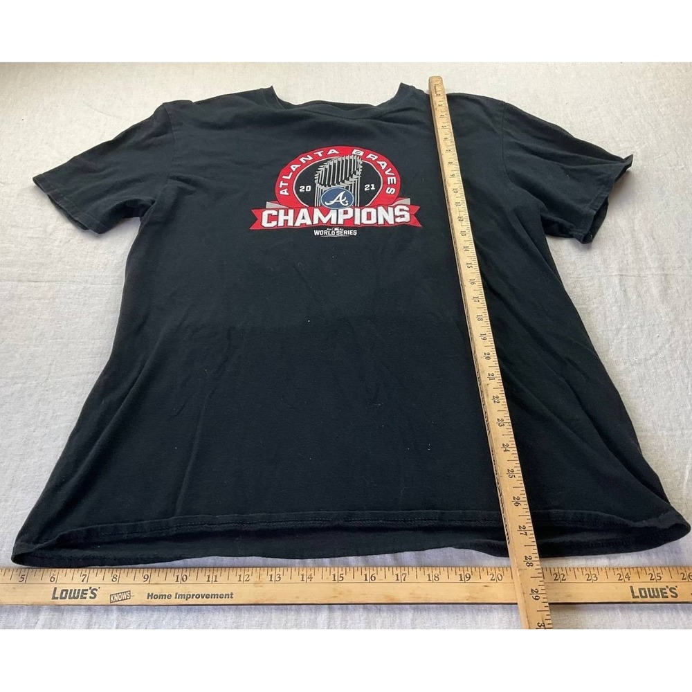 2021 World Series MLB Atlanta Braves Shirt Mens Large Black Signed Gildan